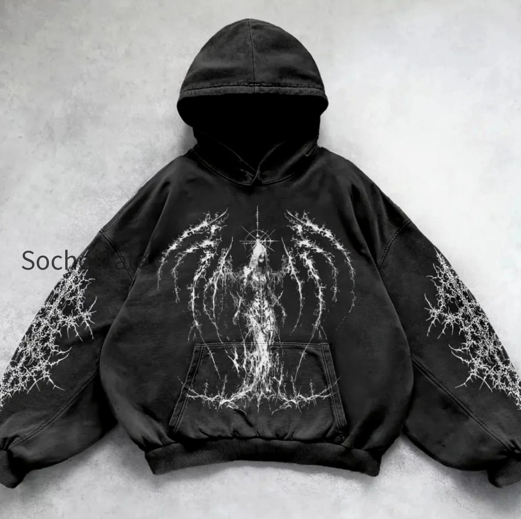 db-oversized-gothic-print-hoodie