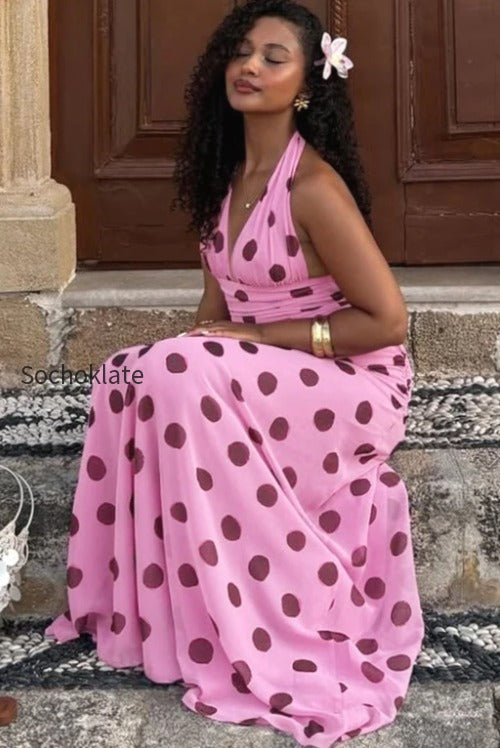 vintage-polka-dot-halter-v-neck-maxi-dress