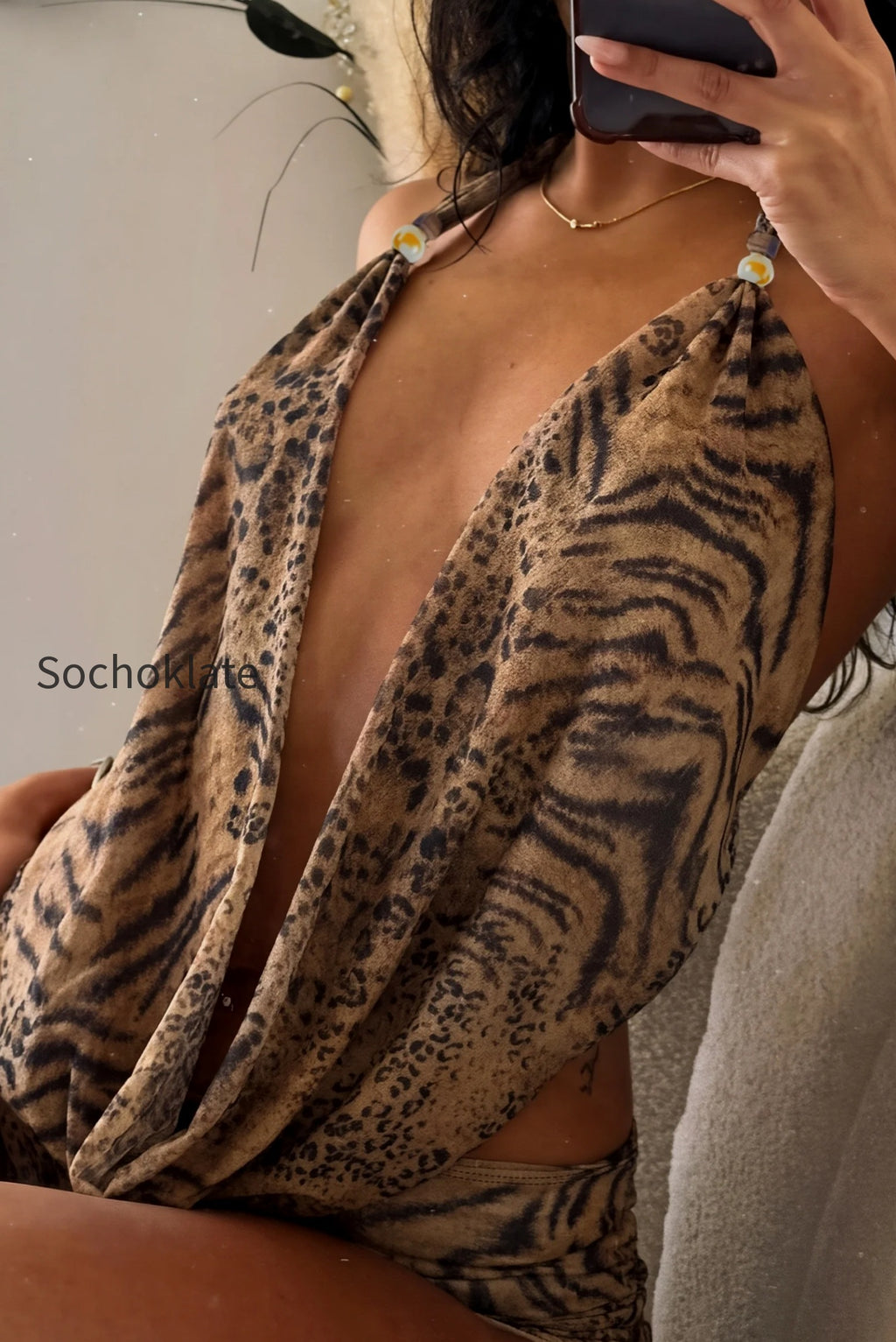 leopard-print-halter-top-and-shorts-set