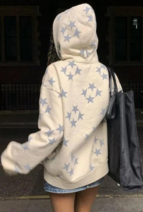 db-star-print-zip-up-hoodie
