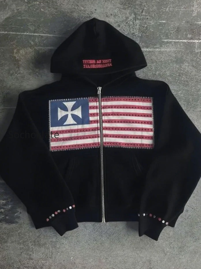 db-minimalist-flag-patchwork-hoodie