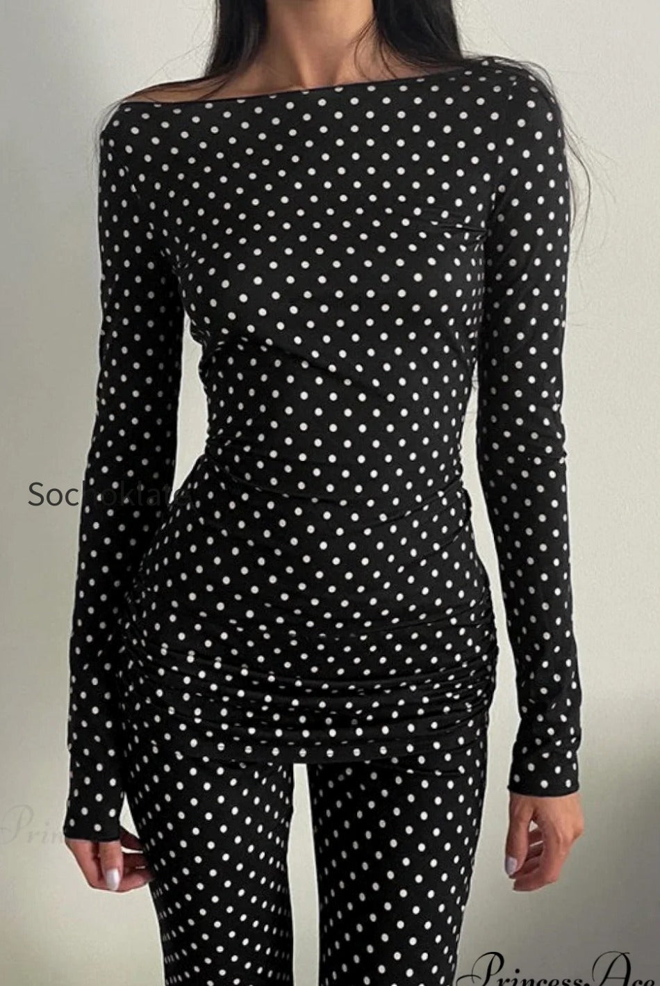 polka-dot-vintage-off-shoulder-long-sleeve-flare-two-piece-set