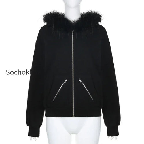 gothic-graphic-print-rhinestones-zip-up-streetwear-hip-hop-hoodie
